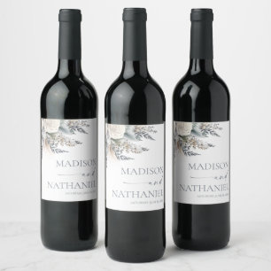 Étiquette Pour Bouteilles De Vin Boho White Rose Floral Mariage Jardin