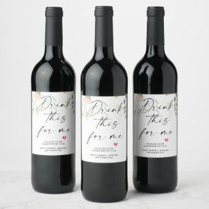Étiquette Pour Bouteilles De Vin Boire ça pour moi, bébé révéler floral