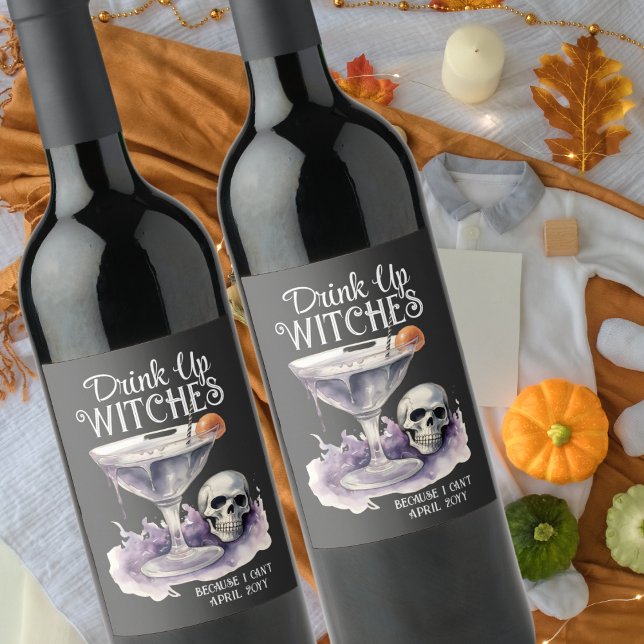 Étiquette Pour Bouteilles De Vin Boire des sorcières Halloween Faire-part de grosse (Créateur téléchargé)