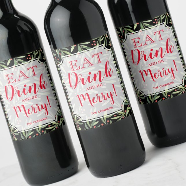 Étiquette Pour Bouteilles De Vin Boire et être Joyeux vacances (Créateur téléchargé)