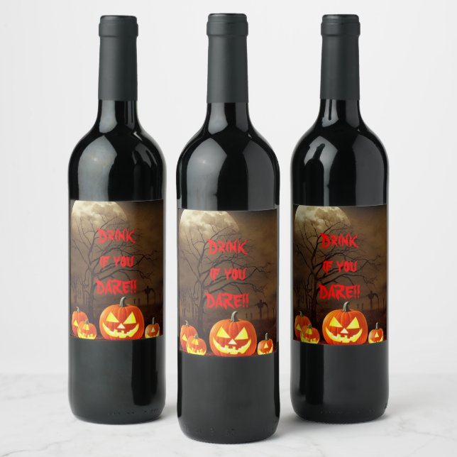 Étiquette Pour Bouteilles De Vin Boire si vous osez Halloween Déplaisant cimetière (Bouteilles)