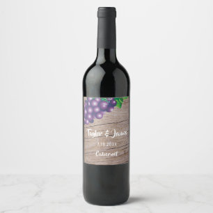 Étiquette Pour Bouteilles De Vin Bois rustique simple de grange avec des raisins