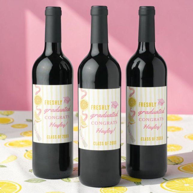 Étiquette Pour Bouteilles De Vin Boisson fraîchement diplômée Faveur de remise des  (Créateur téléchargé)