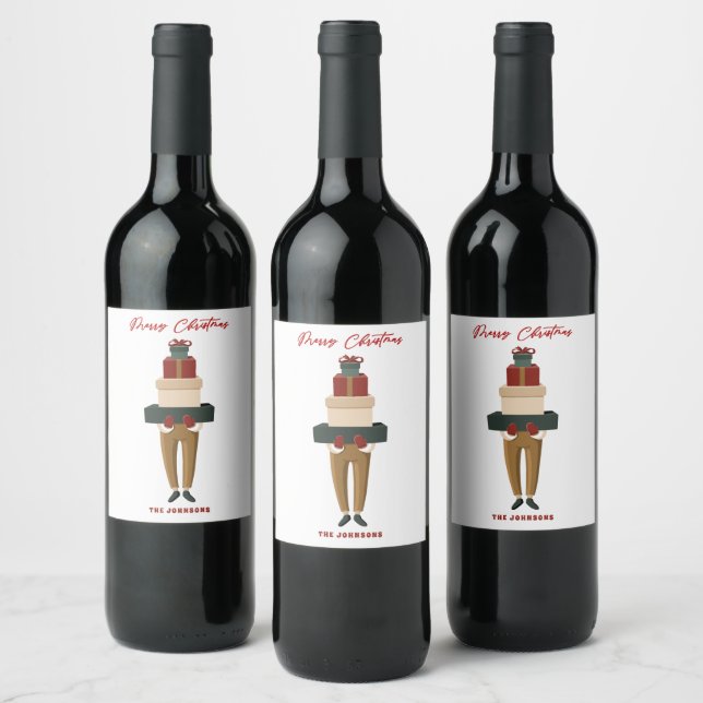 Étiquette Pour Bouteilles De Vin Boîtes de Noël (Bouteilles)