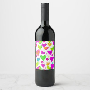 Étiquette Pour Bouteilles De Vin Boîtier de téléphone Motif de coeur coloré Cute