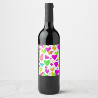 Étiquette Pour Bouteilles De Vin Boîtier de téléphone Motif de coeur coloré | Cute