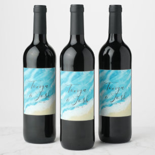 Étiquette Pour Bouteilles De Vin Bokeh Lights Modern Beach Wedding
