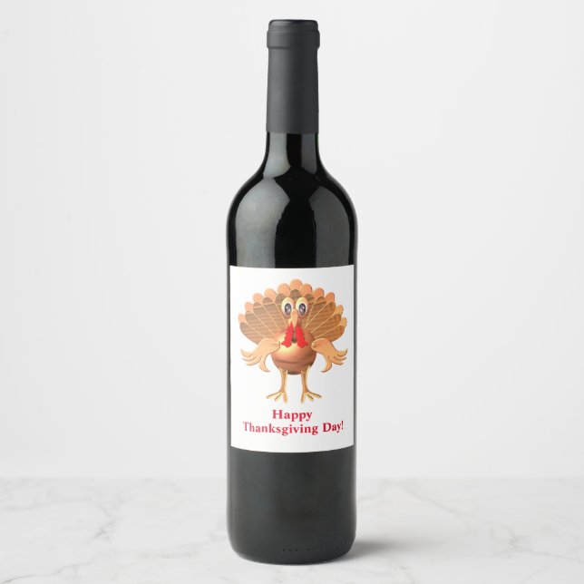 Étiquette Pour Bouteilles De Vin Bon thanksgiving Turquie, Personnalisé (Devant)