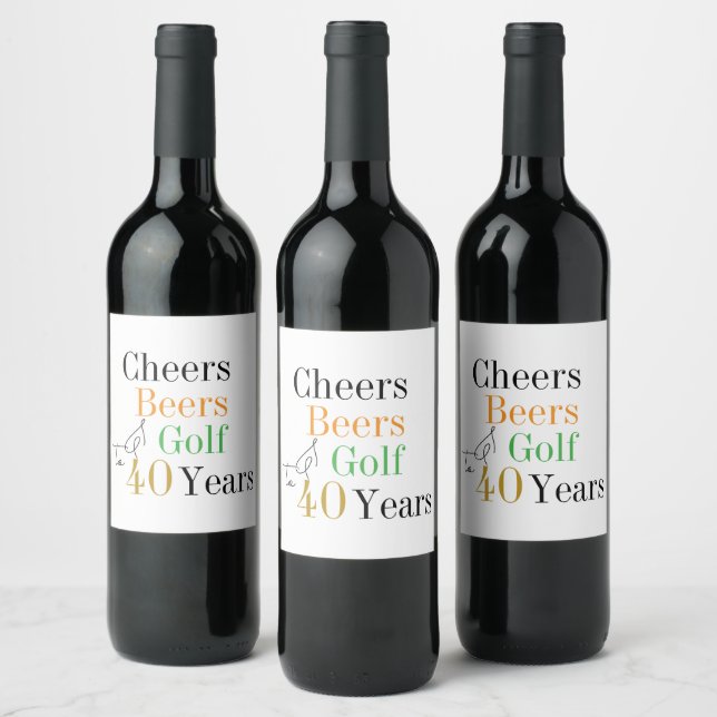 Étiquette Pour Bouteilles De Vin Bonbons et bières Golf 40e anniversaire (Bouteilles)