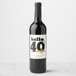 Étiquette Pour Bouteilles De Vin Bonjour 40 Jalons Anniversaire Or Couronne