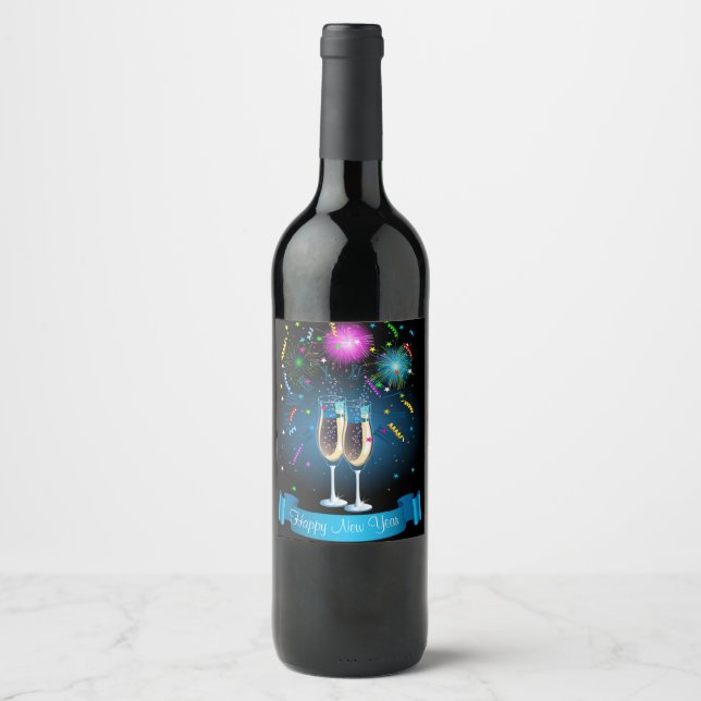 Étiquette Pour Bouteilles De Vin Bonne année (Devant)
