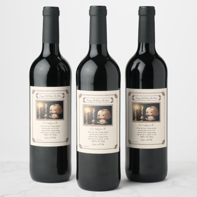 Étiquette Pour Bouteilles De Vin Bonne fille anniversaire 01 (Bouteilles)