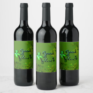 Étiquette Pour Bouteilles De Vin Bonne Saint Patrick, shamrock irlandais