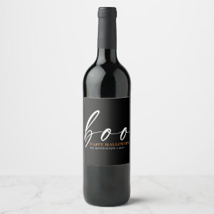 Étiquette Pour Bouteilles De Vin Boo Cute Happy Halloween Noir