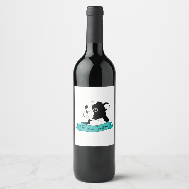 Étiquette Pour Bouteilles De Vin Boston Terrier (Devant)