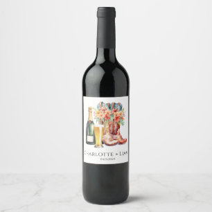 Étiquette Pour Bouteilles De Vin Botte et Fête des mariées de bulle Étiquette de vi