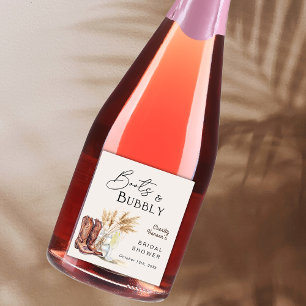 Étiquette Pour Bouteilles De Vin Bottes et bulles Bohème Mariage Champêtre avec her