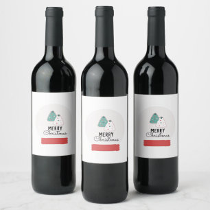 Étiquette Pour Bouteilles De Vin Boule à neige de Noël gâteau    