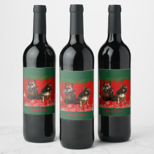 Étiquette Pour Bouteilles De Vin Bouledogue français Joyeux Noël Bouledogue