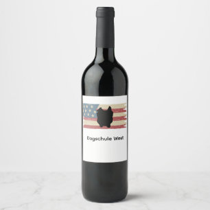 Étiquette Pour Bouteilles De Vin Bouledogue sur drapeau américain