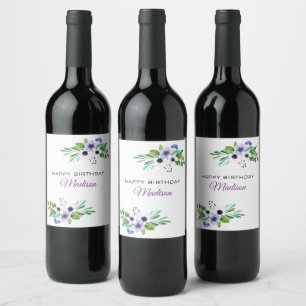 Étiquette Pour Bouteilles De Vin Bouquet coloré dans les tons pastel