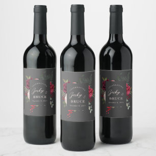 Étiquette Pour Bouteilles De Vin Bouquet de Mariée Romantique Personnalisé