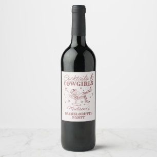 Étiquette Pour Bouteilles De Vin Bourgogne Cocktails Cowgirls Rodéo Enterrement de