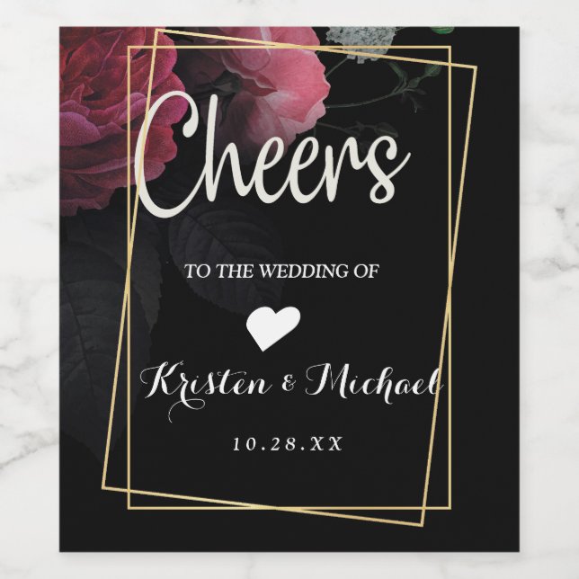 Étiquette Pour Bouteilles De Vin Bourgogne Floral Rustique (Étiquettes simples)