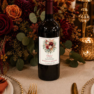 Étiquette Pour Bouteilles De Vin Bourgogne romantique or eucalyptus automne floral