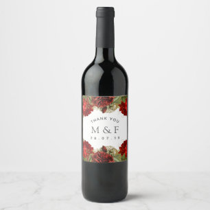 Étiquette Pour Bouteilles De Vin Bourgogne rouge et or Vintage Mariage Rose