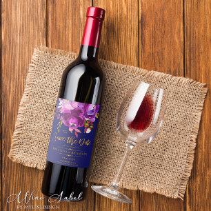 Étiquette Pour Bouteilles De Vin Bourgogne violet rouge or floral Enregistrer la da
