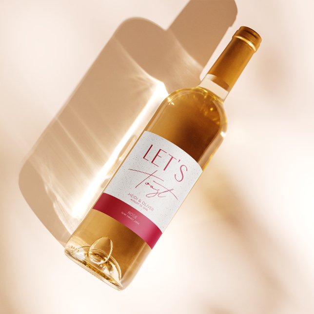 Étiquette Pour Bouteilles De Vin Bouteille de Mariage Magenta Personnalisée Moderne (Créateur téléchargé)