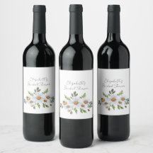 Bouteille de vin de la marguerite blanche étiquett
