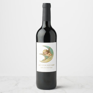 ÉTIQUETTE POUR BOUTEILLES DE VIN BOUTEILLE DE VIN ÉTIQUETTE : ANGE VICTORIEN ET LUN