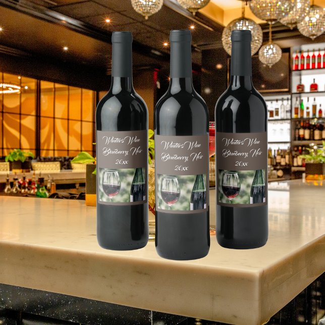 Étiquette Pour Bouteilles De Vin Bouteilles Brown personnalisées | Photo (Créateur téléchargé)