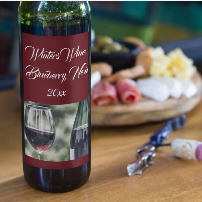 Étiquette Pour Bouteilles De Vin Bouteilles de vin rouge canneberge personnalisées  (Créateur téléchargé)