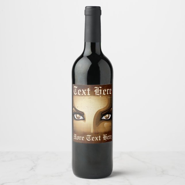 Étiquette Pour Bouteilles De Vin Boutons Eyes filles Steampunk (Devant)