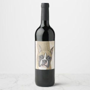 Étiquette Pour Bouteilles De Vin Boxer Peinture - Cute Original Chien Art