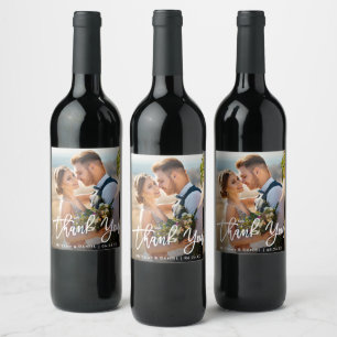 Étiquette Pour Bouteilles De Vin Bracelet Script Merci Mariage moderne Photo W