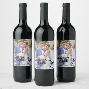 Étiquette Pour Bouteilles De Vin Bracelet Script Moderne Merci Mariage Photo