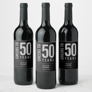 Étiquette Pour Bouteilles De Vin Bravo à 50 ans Noir et Argent