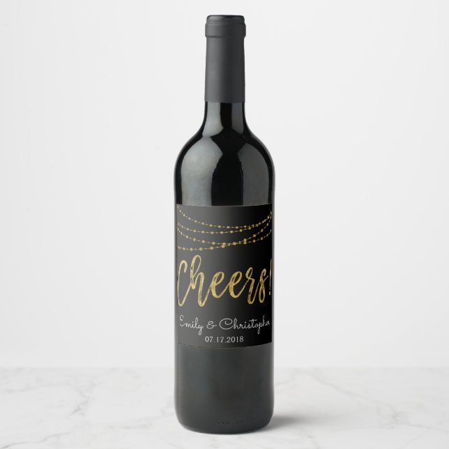 Étiquette Pour Bouteilles De Vin Bravo Black et Gold Foil (Devant)