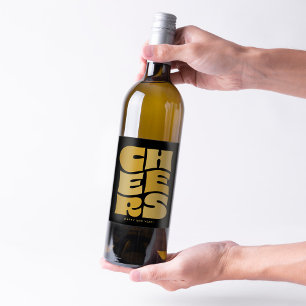 Étiquette Pour Bouteilles De Vin Bravo fun noir d'or retro Nouvel An