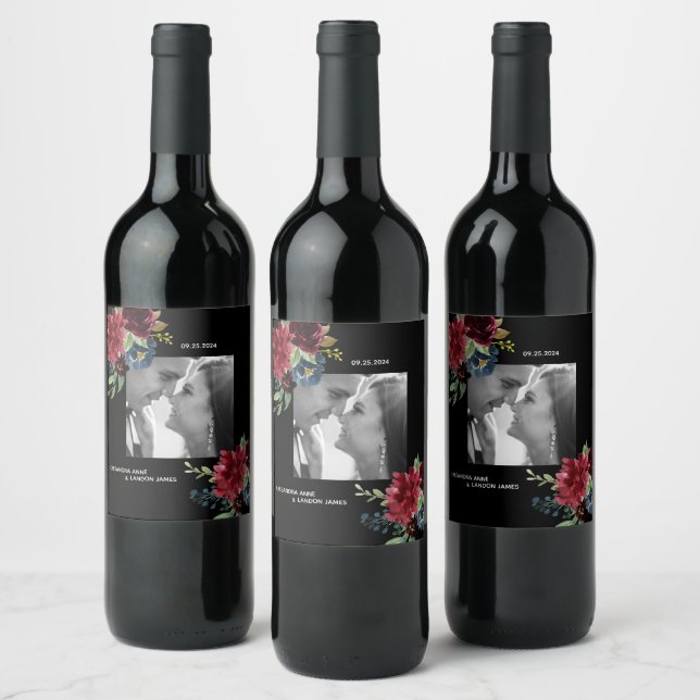 Étiquette Pour Bouteilles De Vin Brousse Bourgogne Photo Floral Elegant Aquarelle (Bouteilles)