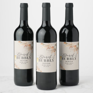 Étiquette Pour Bouteilles De Vin brunch et bulle Bridal douche pampas herbe Vin