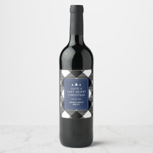 Étiquette Pour Bouteilles De Vin Buffalo Check Plaid Noël cadeau personnalisé