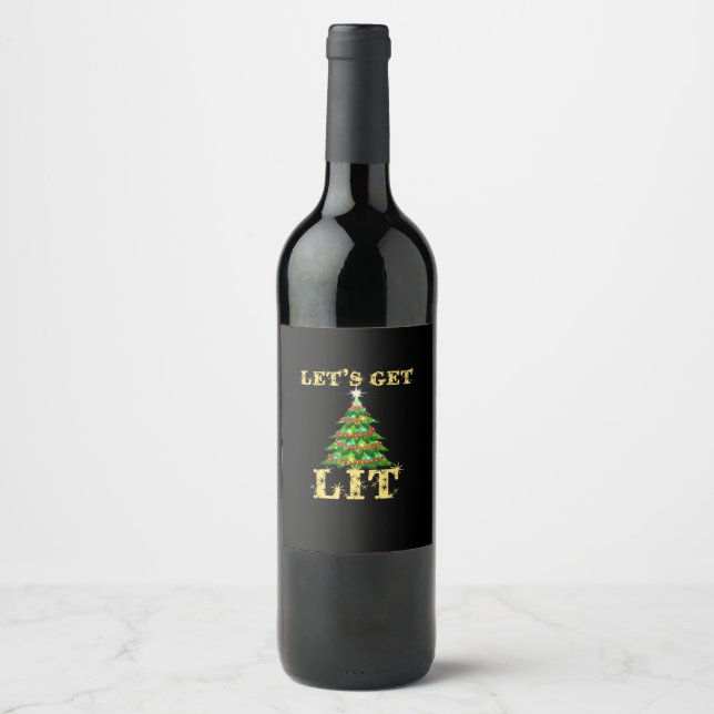 Étiquette Pour Bouteilles De Vin Buvons Lit Boire Drôle Noël (Devant)