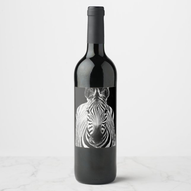 Étiquette Pour Bouteilles De Vin BW Zebra (Devant)