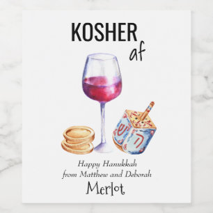 Étiquette Pour Bouteilles De Vin Cacher AF Cadeau de vin drôle de Hanukkah