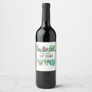 Étiquette Pour Bouteilles De Vin Cactus à l'aquarelle